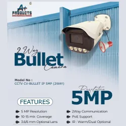 A+Products IP 5MP Dual Light Bullet Camera 3.6mm with 2 Way Audio With Extra External Speaker (BI-CV-BULLET-5MP-IP-2WAY)