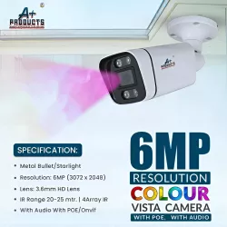 A+ Products IP 6MP ColorVu Bullet Camera 3.6mm With Audio (CV-IP-PREMIUM-6MP-METAL-B01)