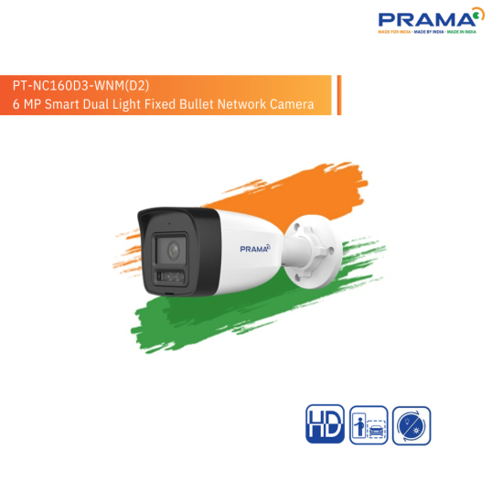 PRAMA IP BULLET CAMERA 6MP HYBRID WITH MIC 4MM (160D3-WNM)