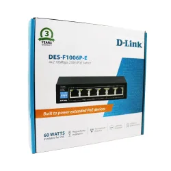 D-Link DES-F1006P-E 4 Port Poe Switch (4 Normal Poe + 2 Normal  Uplink)