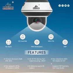 A+ Product 5MP IP PTZ Dome Camera 10x Zoom With Two Way Audio