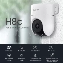 EZVIZ H8C 4MP IP WiFi Dome Camera 2K With Night Colour | Two Way Audio