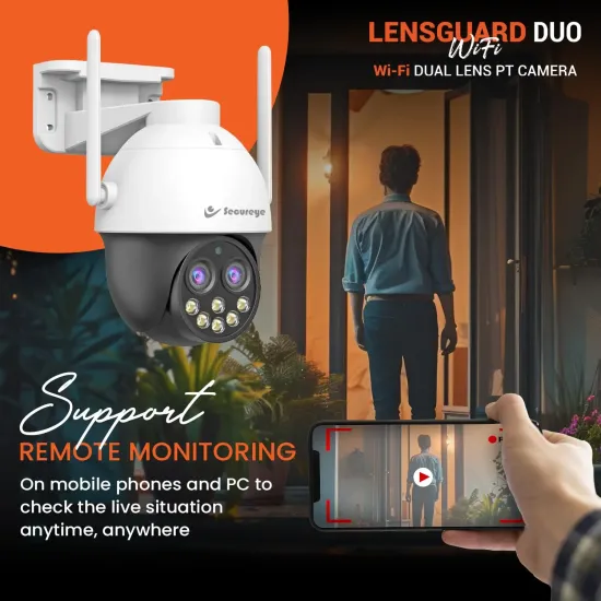 Secureye WiFi IP PTZ Camera 3+3MP (1 Lens 10X Zoom) Dual Lens Lensguard Duo (SC-PTZ-4W)