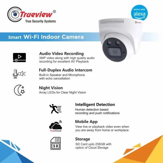 Trueview 3MP WiFi Dome Camera With Night Colour T18140