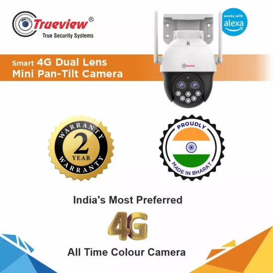 Trueview 4MP IP Dome 4G Night Color Dual Lens Camera With Two Way Audio (T18155)