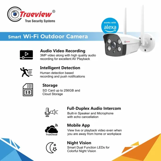Trueview 3MP IP Bullet Color 4G Sim Supported Camera With Two Way Audio (T18175)
