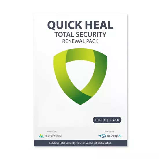 Quick Heal TS10UP Total Security 10 User 3 Year Antivirus (Renewal)