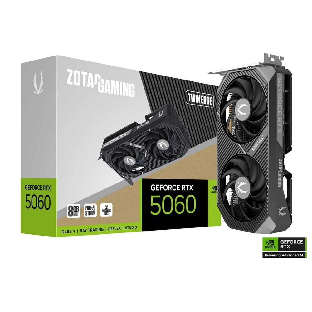 ZOTAC Nvidia Graphic Card RTX 5060 8GB DDR7 Gaming Twin Edge Dual Fan view 6
