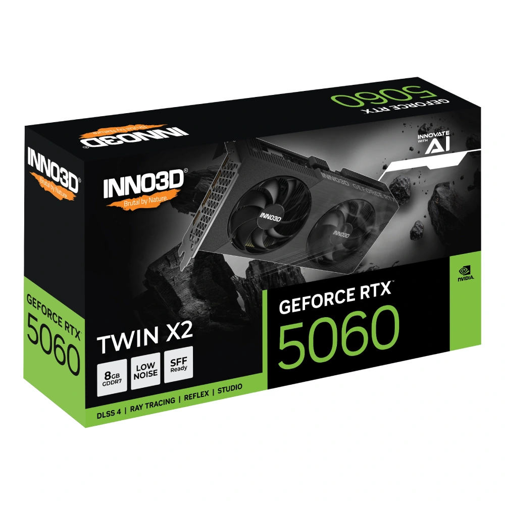 INNO3D Nvidia Graphic Card RTX 5060 8GB DDR7 Twin X2 Dual Fan view 3