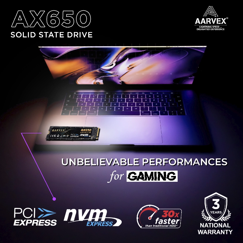 Aarvex Internal SSD 128GB NVMe 2280 (AX650) | Mega Jaipur | MegaJaipur