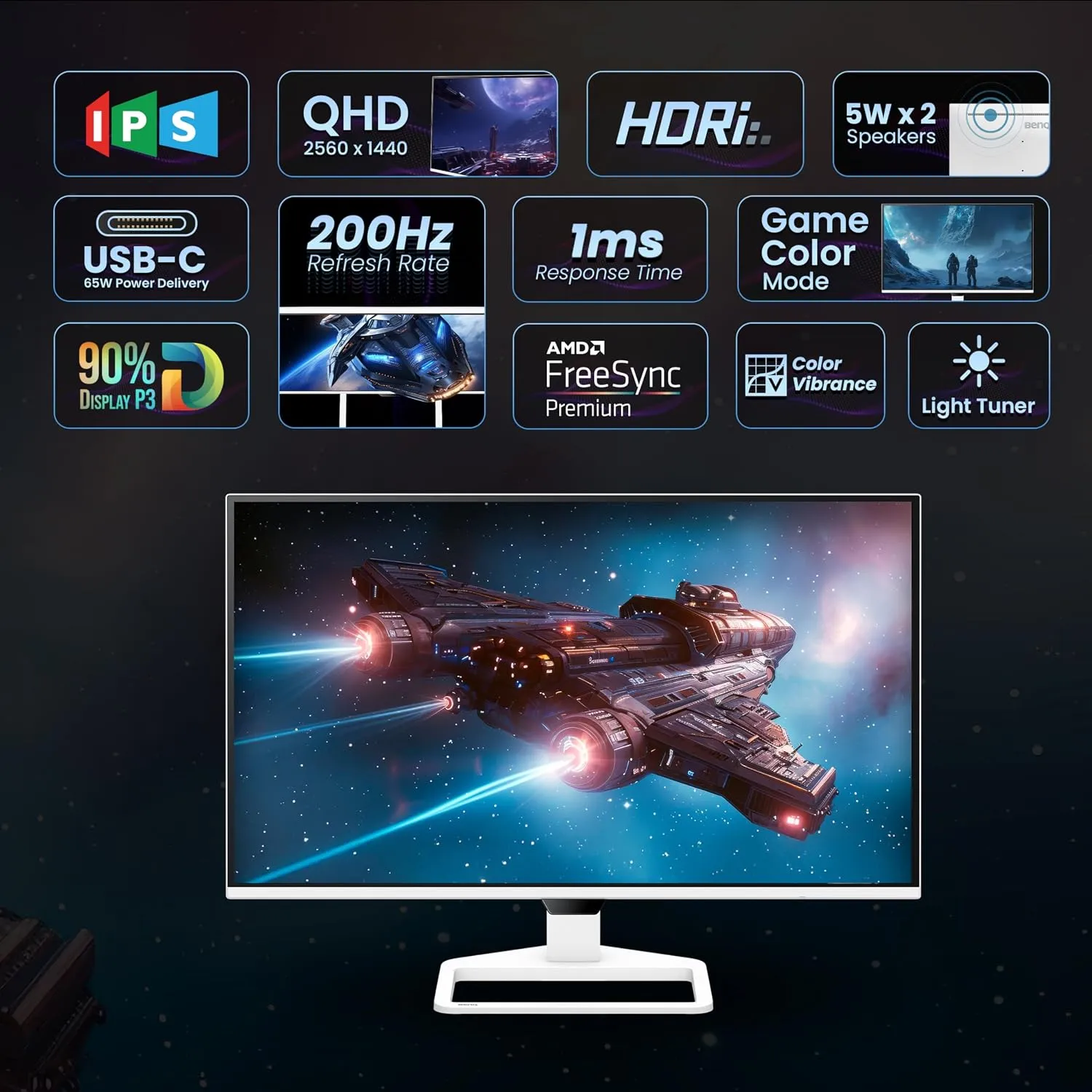 BenQ 27" LED Monitor QHD IPS Panel 2K with HDMI | USB-C | Speaker (EW270Q) view 2