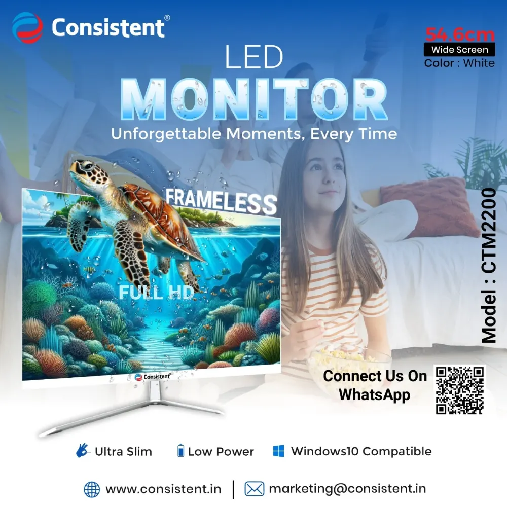 Consistent LED Monitor 22" FHD IPS Panel With HDMI | VGA | DP (CTM2200) view 4