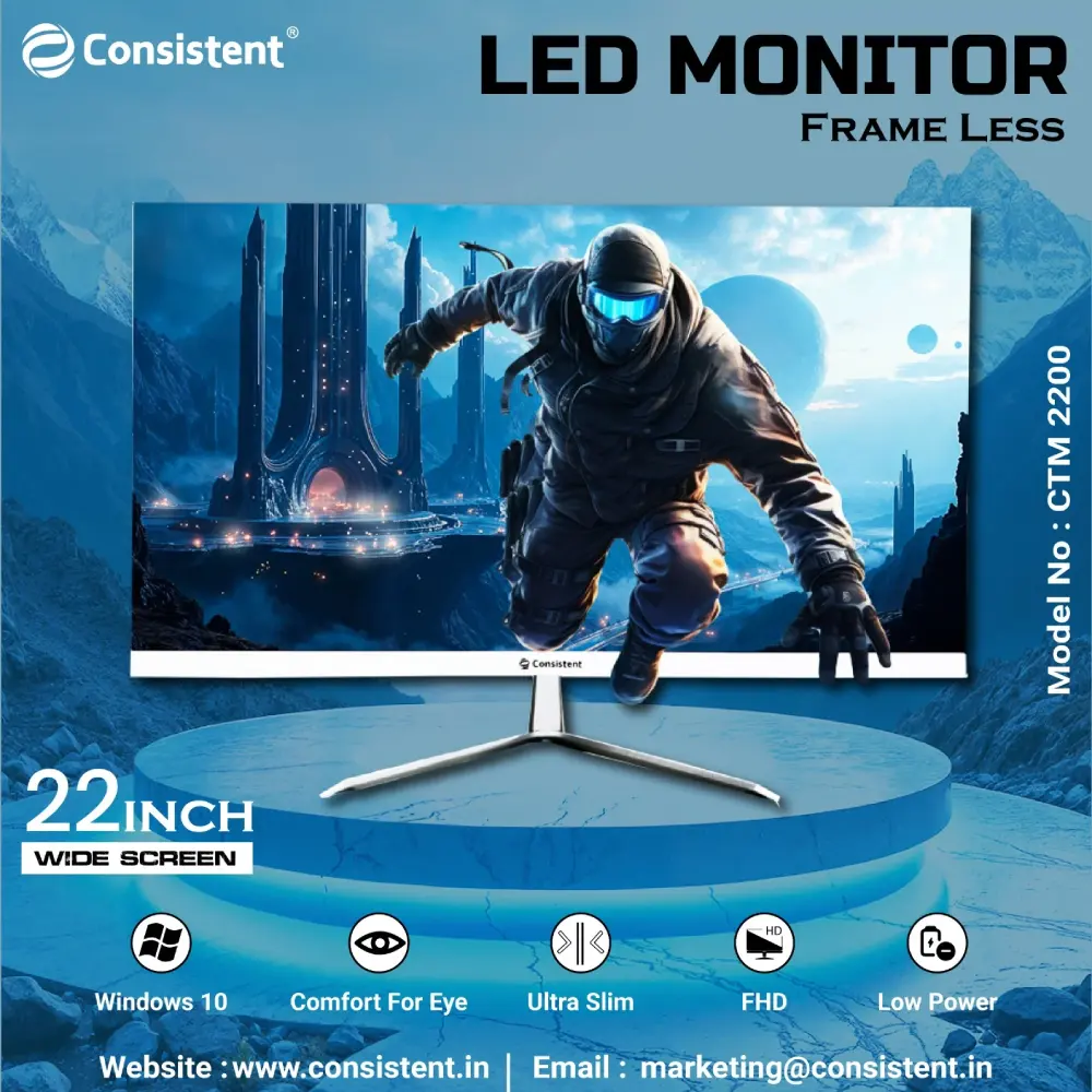 Consistent LED Monitor 22" FHD IPS Panel With HDMI | VGA | DP (CTM2200) view 5