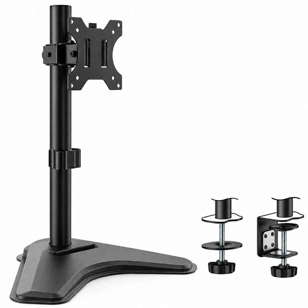 Led Monitor Mount Stand For 1 Led With Table Clamp Height Adjustable- Steel (MB-MSS2) view 2