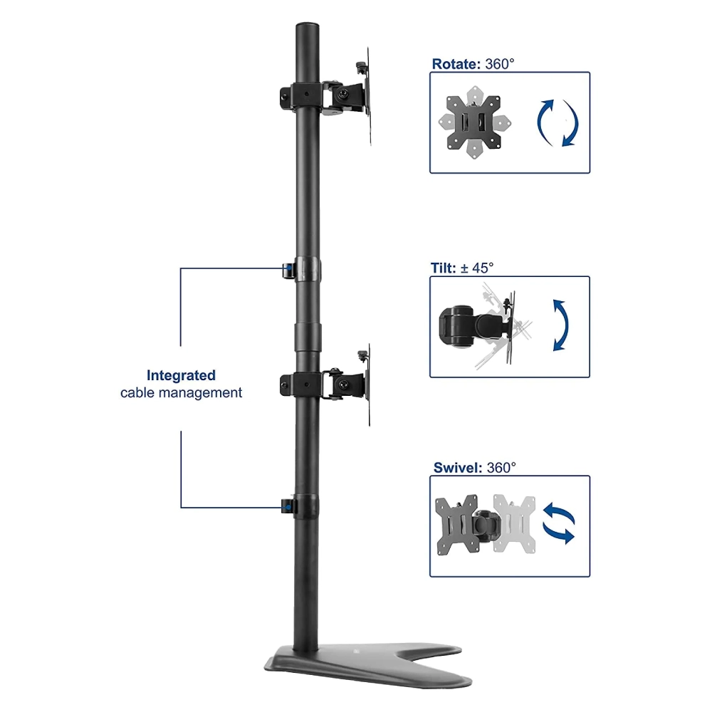 Multybyte Dual Monitor / Led Stand Table Top Height Adjustable - Steel view 2
