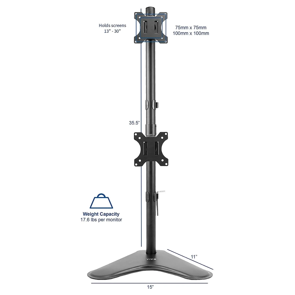 Multybyte Dual Monitor / Led Stand Table Top Height Adjustable - Steel view 3