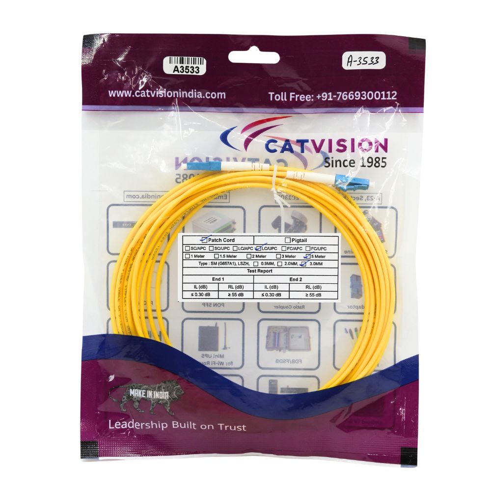 CATVISION FIBER PATCH CORD LC/UPC - LC/UPC 3.0mm 5m