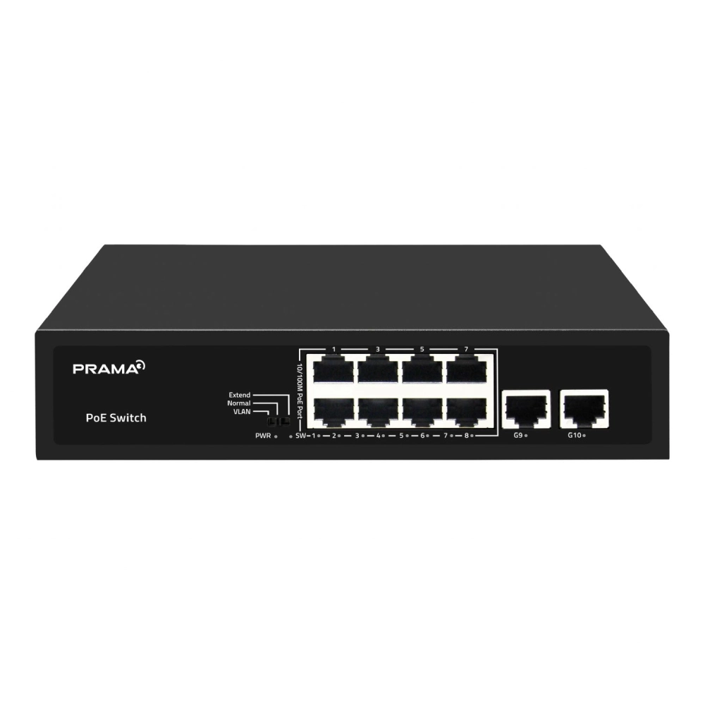 Prama Poe Switch 8 Port (8 FE + 2 GE Port) Uplink Giga view 2