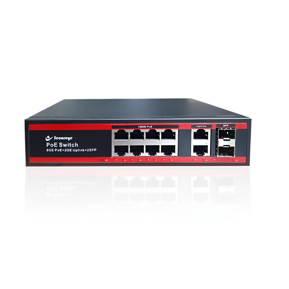 Secureye Poe Switch 8 Port (8 Giga Poe + 2 Giga Uplink + 2 SFP) S-8GE-2UG-2UF-NB view 2