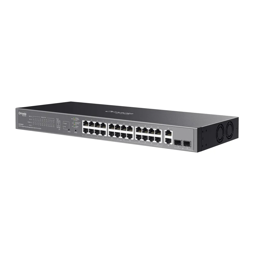 TP-Link Omada 28 Port PoE+ Gigabit Easy Managed Switch (24 GE + 2 GE + 2 GE SFP Uplinks) ES228GP view 4