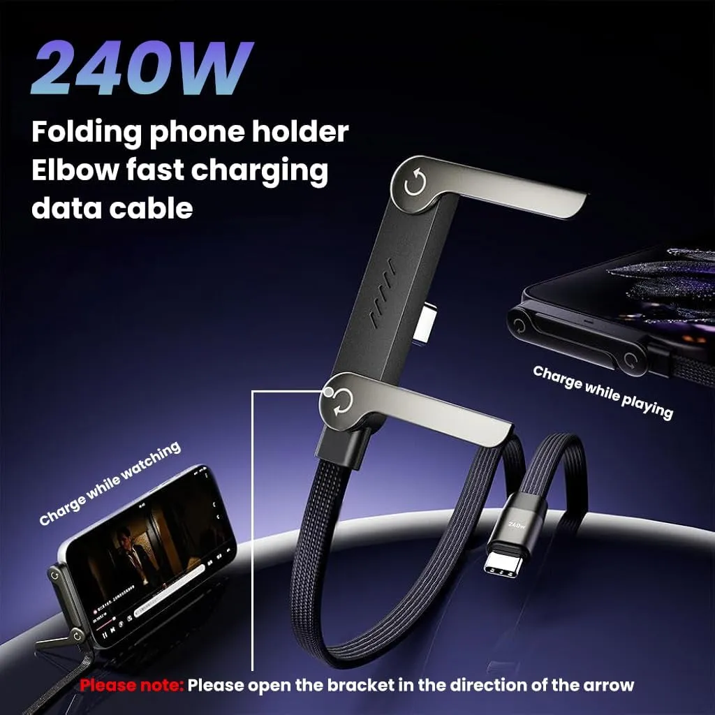 Type-C To Type-C Nylon Charge & Sync Cable with Stand (240W ) 1.5m view 2