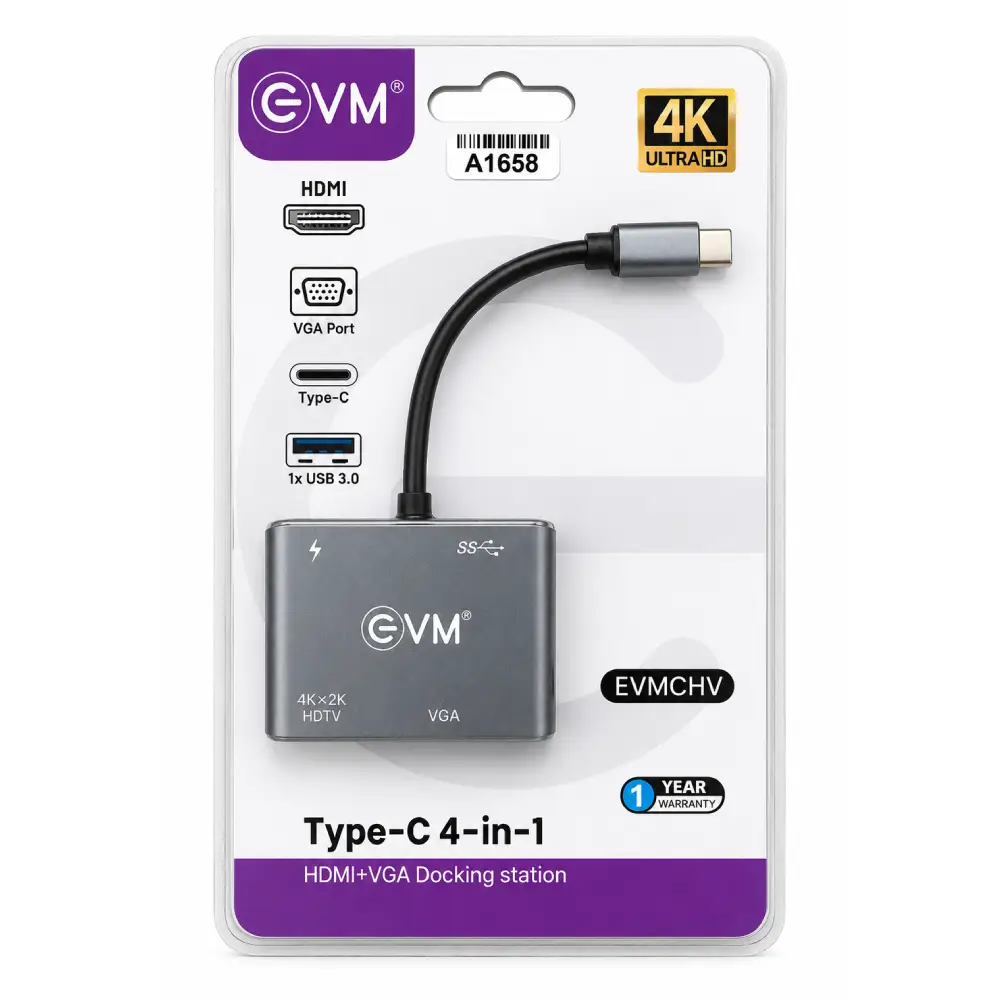 EVM Type-C Dock 4 in 1 ( HDMI | VGA | USB | Type-C ) CHV