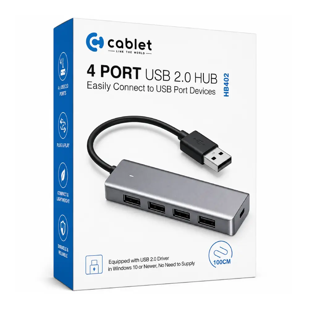 Cablet HB402 USB 4 Port USB 2.0 Hub