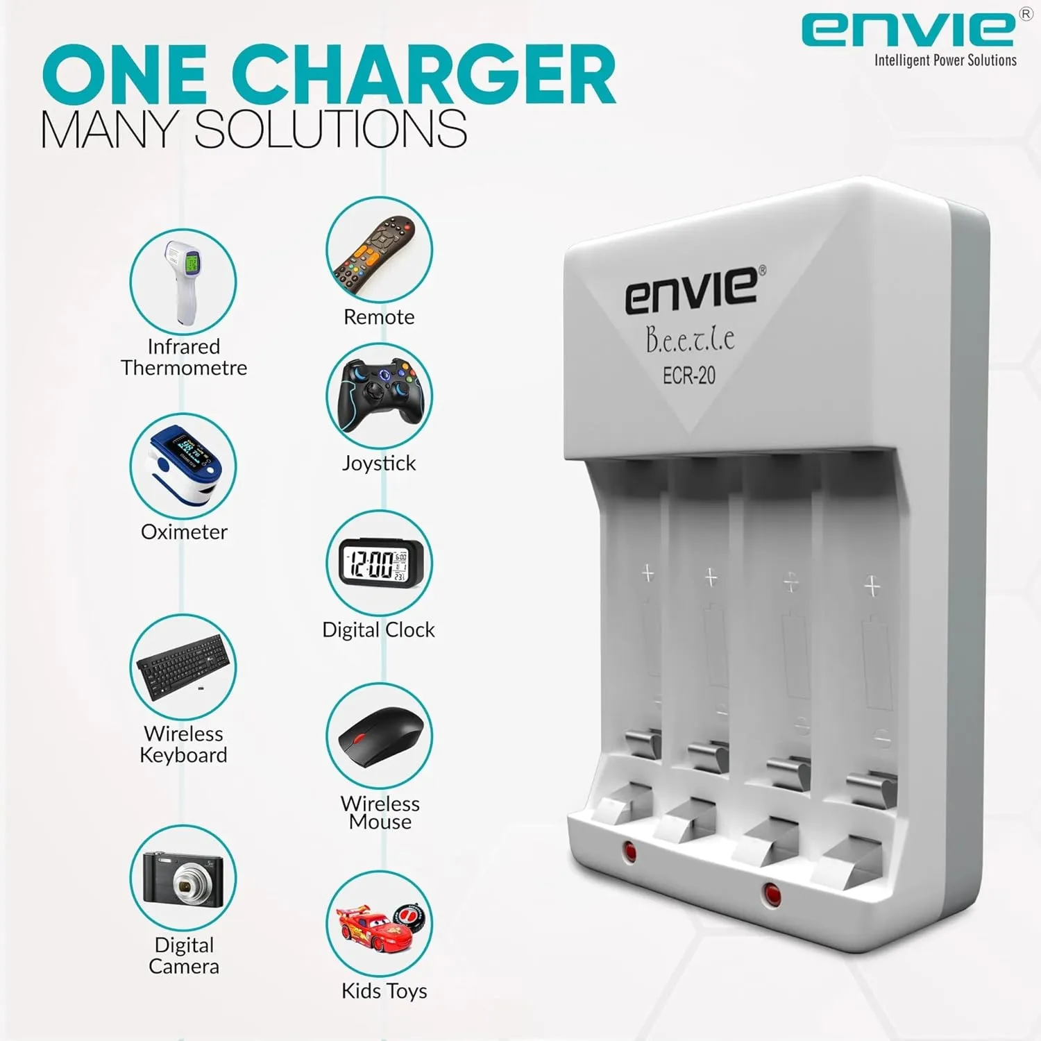ENVIE Charger for AA & AAA Rechargeable Batteries (ECR-20) view 4