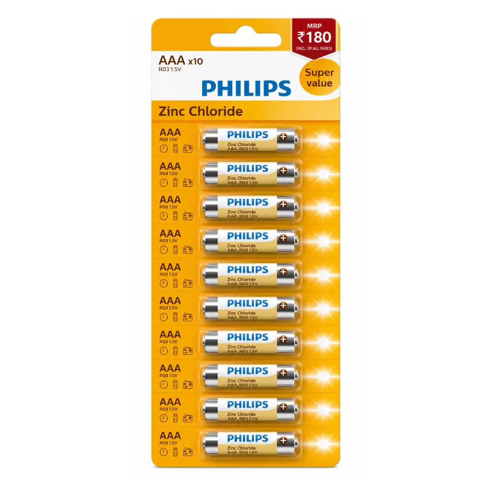 PHILIPS AAA Zinc Battery (Pack of 10)
