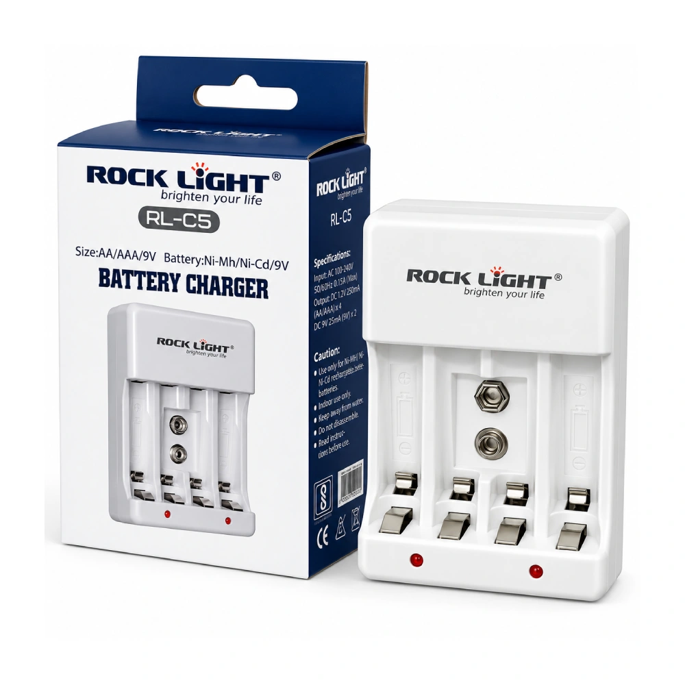 Rocklight Charger for Rechargeable Batteries AA | AAA | 9A (RL-C5) view 2