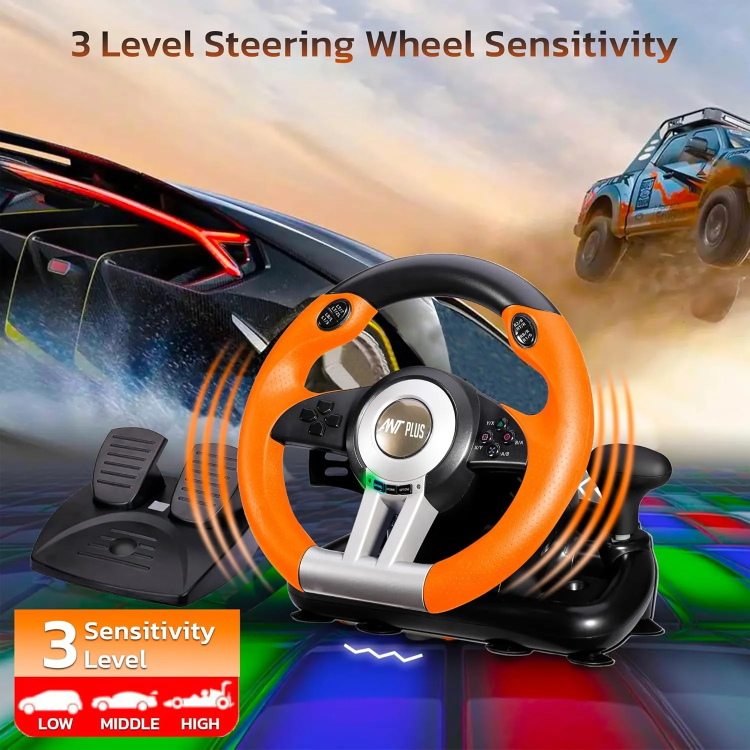 Ant Esports Steering Wheel with Gear Shifter Gaming Racing Wheel (Fire ...