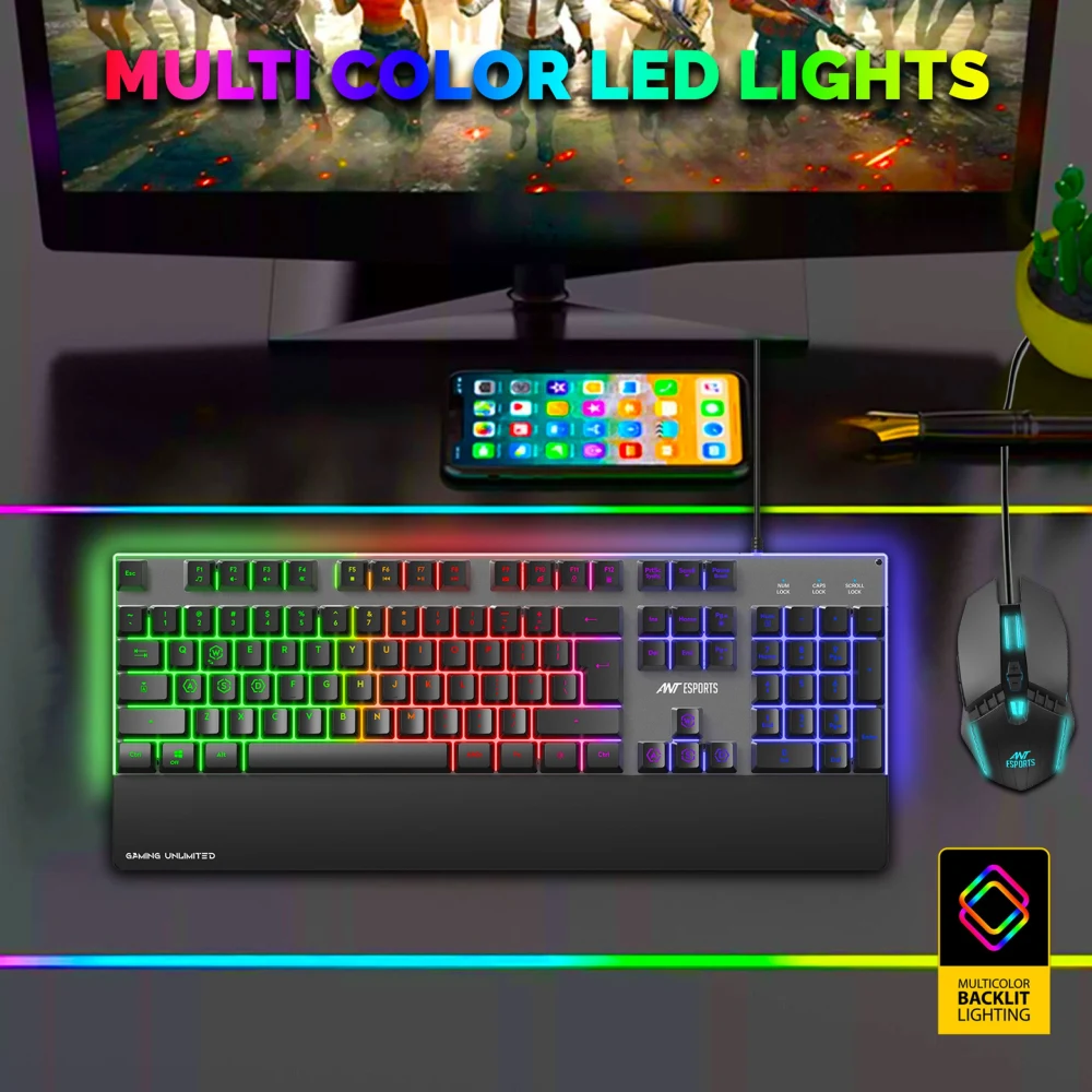 Ant Esports USB Mechanical Gaming Keyboard Mouse Combo RGB (KM550 ...