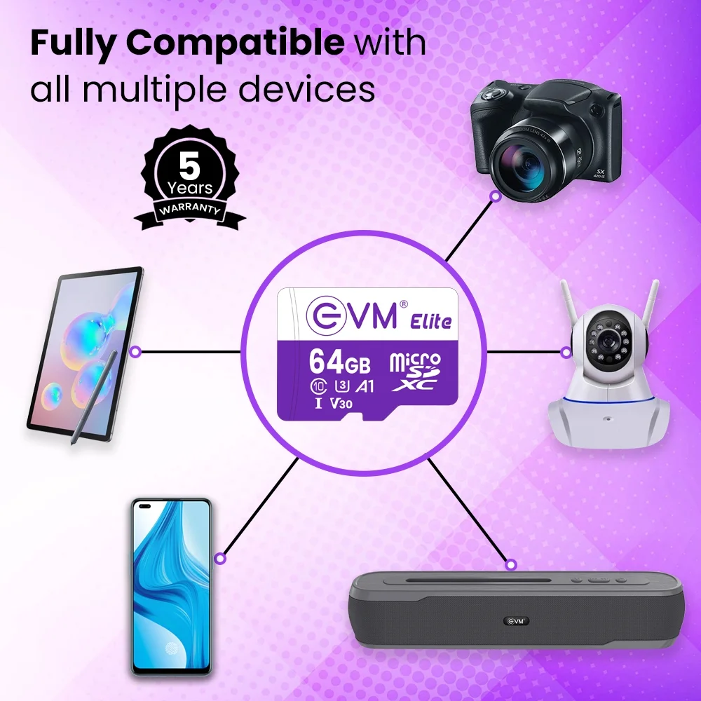 EVM Micro SD Card 64GB Elite For CCTV Camera and Smart Phone | Mega ...