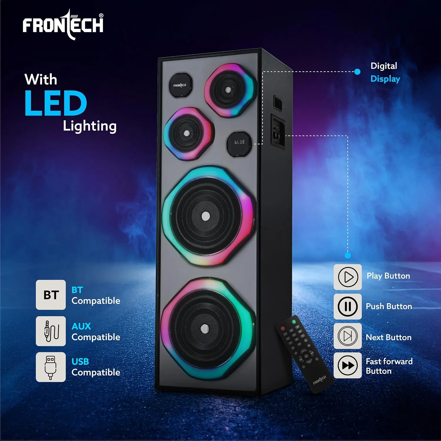 Frontech Bluetooth Tower Speaker with Mic 260W (SW-0169) view 5