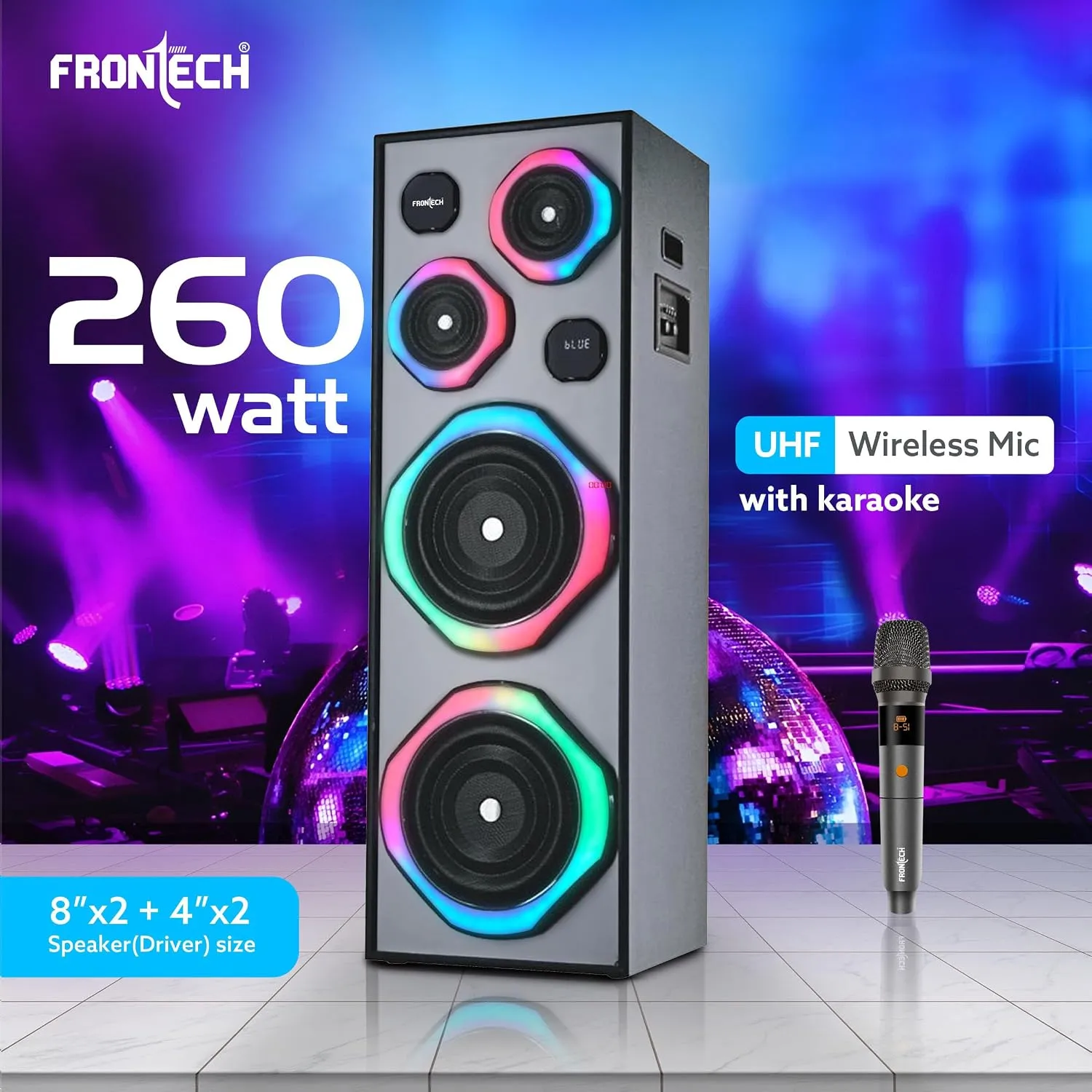 Frontech Bluetooth Tower Speaker with Mic 260W (SW-0169) view 3