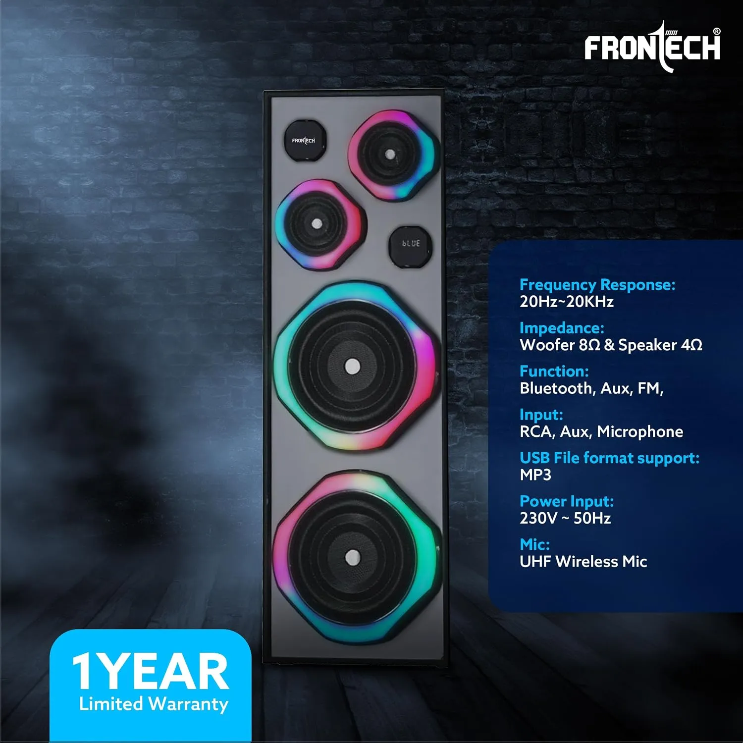 Frontech Bluetooth Tower Speaker with Mic 260W (SW-0169) view 4