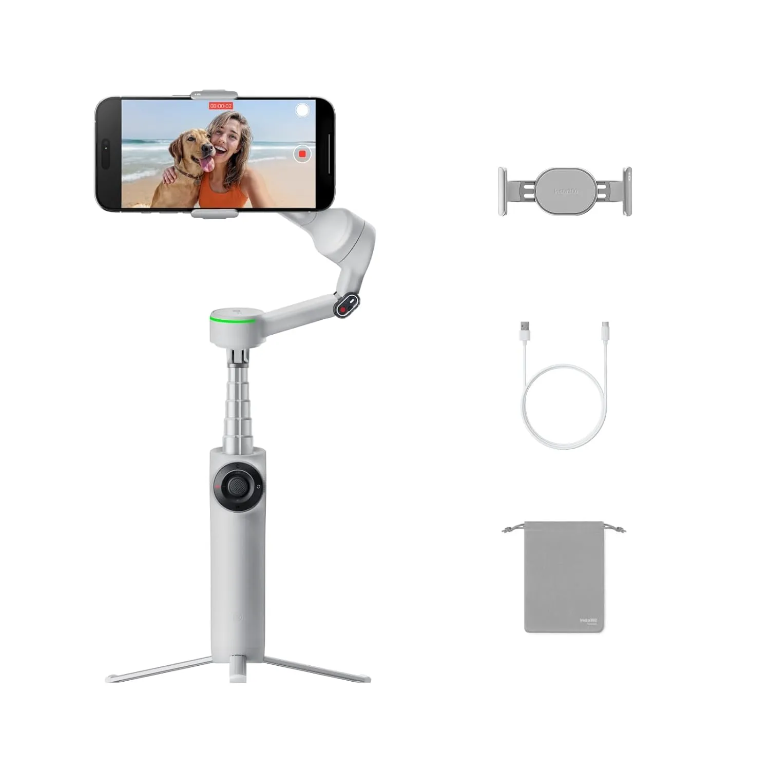 Insta360 AI Tracking  Phone Gimbal Stabilizer Flow 2 Pro (Stone Gray) view 2