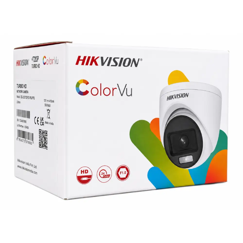 Hikvision 2MP ColorVu HD Dome Camera 2.8mm With Audio (2CE70DF0T-PFS)