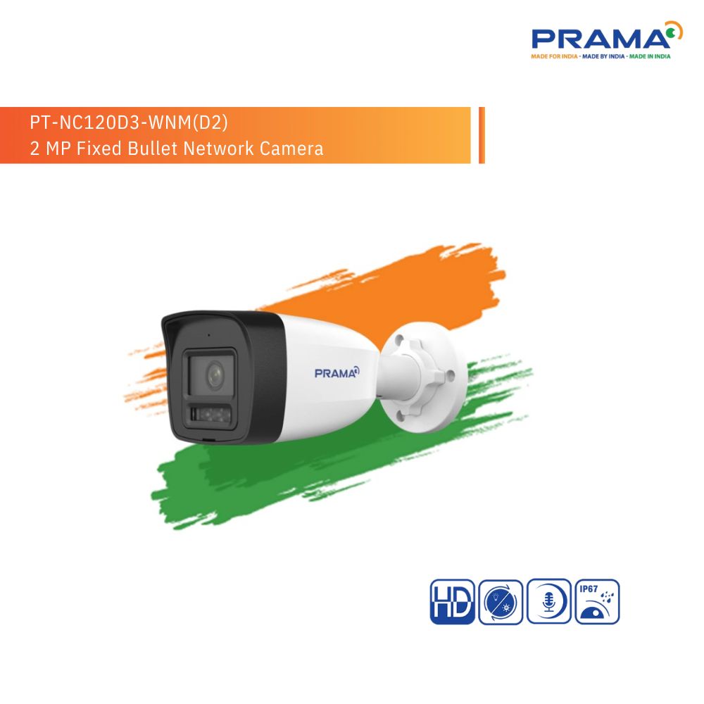 PRAMA IP BULLET CAMERA 2MP HYBRID WITH MIC 4MM (120D3-WNM) view 2