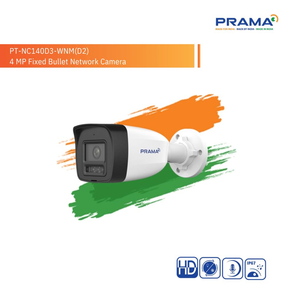 PRAMA IP BULLET CAMERA 4MP HYBRID WITH MIC 4MM (140D3-WNM) view 2