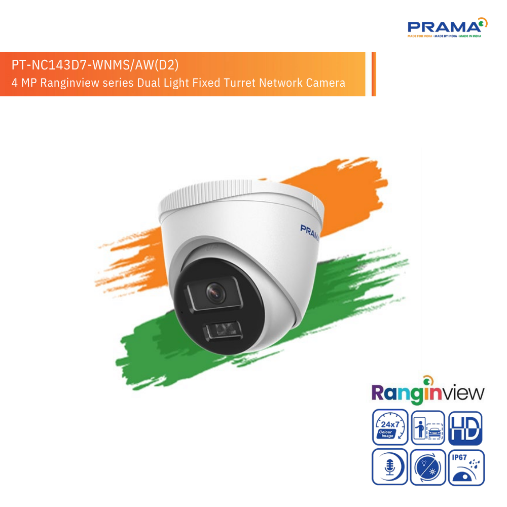 PRAMA IP DOME CAMERA 4MP HYBRID | SD  Card Slot | Two Way Audio | 2.8mm (143D7-WNMS) view 2